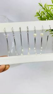 Khuyên tai bạc nữ xi bạch kim kiểu tòng teng mì Bông tai nữ bạc tòng teng mạ vàng trắng Hoa tai bạc thật xi kim thiết kế dành cho phụ nữ rât thanh lịch và đẳng cấp - KIM LỘC PHÁT BTTM