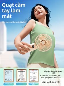 Quạt Cầm Tay Mini USB Sạc Di Động Cổ Họng Để Bàn Văn Phòng Quạt Điện J1074 Quạt Cầm Tay Di Động Nhỏ Gọn USB Sạc Di Động Để Bàn Văn Phòng