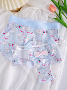 กางเกงชั้นในผ้าไนลอนทรงสามเหลี่ยมเอวต่ำสำหรับคู่รัก ลายการ์ตูนสุดน่ารัก ผ้าไนลอน 2 ชิ้น สำหรับผู้ชายและผู้หญิง