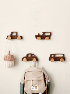 Walnut Wooden Door Back Hook Middle Ancient Style Entrance Wall Mounted Key Bag Solid Wood Clothes Rack Easy Installation No Drilling