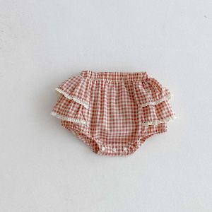 Korean style summer baby girl plaid lace bud shorts baby girl summer versatile shorts very suitable for going out to wear