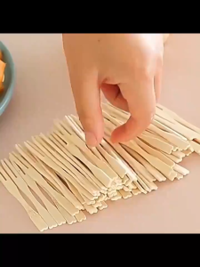 100 PCS Mini Bamboo Stick Cocktail Fork Sticks Fruit Picks for Parties Buffets Food Tastings