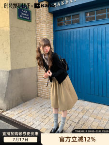 Vintage Distressed Belted A-line Skirt