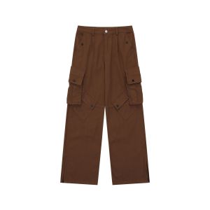 กางเกงทำงานทรงหลวมสไตล์ย้อนยุคแบบอเมริกันสำหรับผู้ชายและผู้หญิง กางเกงขายาวลำลองสีน้ำตาลฤดูใบไม้ร่วง/ฤดูหนาว กางเกงขายาวทรงหลวม