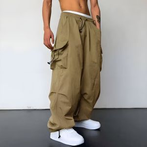 Celana Cargo Pria Panjang – Model Mid Waist Korean Style Casual | Celana Streetwear Pria Loose Fit