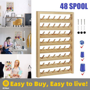 【Fast Shipping】 Wall Mounted Thread Rack Stand Spools Wooden Thread Rack Thread Holder Organizer Embroidery Thread Rack for Embroidery Quilting and Sewing Threads Accessories Sewing-Thread-Rack