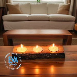 Đế Đựng Nến Gỗ Tealight 3 Nến Trang Trí Decor Tripple Tea Light Holder Handmade Wooden Candles