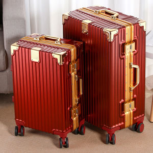 Marriage Dowry Luggage Womens Wedding Password Suitcase 24-Inch Bridal Dowry Box Universal Wheel Trolley Case Luggage Case