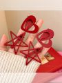 Ankela Red Star Heart Hair Clip Women's Side Bangs Frizz Control Duckbill Clip Elegant White Highlighting Hair Accessory. 