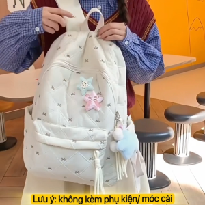 Balo thêu nơ đẹp xinh họa tiết quả trám trần phao cá tính cặp sách đi học thời trang phụ kiện túi đa năng chống nước nhiều ngăn hottrend rẻ