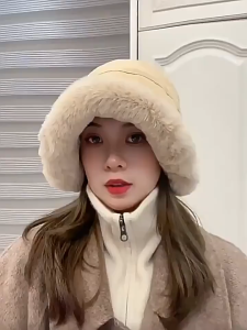 Winter Thermal Bucket Hat Faux Fur Plush Thickened Ear Protection Fisherman Warmer Hat For Women