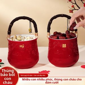 Cặp Xô May Mắn Đỏ Trang Trí Cưới Hỏi