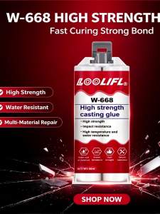 LOOLIFL | 50ml W-668 Keo AB Cường Độ Cao Chống Thấm Nước Chịu Nhiệt Độ Cao Sửa Chữa Kim Loại Chất Kết Dính Chống Va Đập Cho Kính Gỗ Nhựa Gốm Sứ