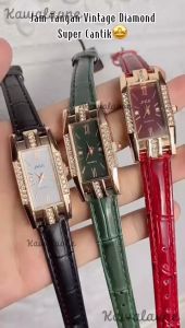 Jam Tangan Wanita Kulit PU Leather Asli Import Premium Original Permata Diamond New Model Terbaru Cewek Kore Style Fashion Trendy Tahan Air Quartz Analog Stainless Steel Titanium Anti Karat Kaca Tebal Anti Pecah Aksesoris Women Watches Bergaya Keren -JW10