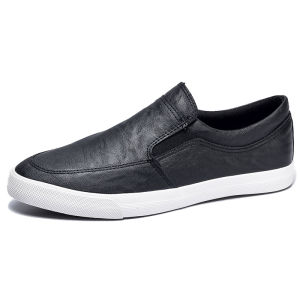 Mens Casual Leather Shoes Korean Style Spring Soft Bottom Driving Slip-On Loafers Lazy One-Touch Board Shoes Fashionable