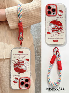 Cartoon  Rabbit Design Soft Silicone Phone Case for  15 14Promax 13 12 Protective Cover Girls Style Hand Strap Lanyard