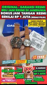 JAM TANGAN COUPLE ORIGINAL CASIO MTP V002L 5B3 WITH CASIO LTP V002L 7B3 STANDARD - Coklat - Leather - Jamdunia / Jam dunia JD18 + JAM COUPLE ORIGINAL CASIO MTP-V002L-5B3 WITH CASIO LTP-V002L-7B3 JAM TANGAN PASANGAN CASIO ORIGINAL