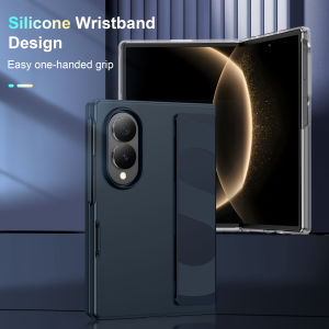 Luxury Matte Split Hard PC Foldable Phone Case for Samsung Galaxy Z Fold 8 7 6 5 4 3 8 Ultra Elastic Wrist Band Shockproof Cover