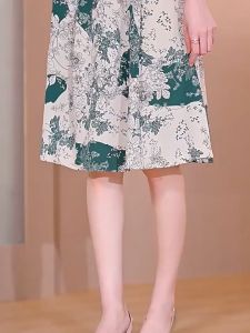 FASHLOVER Summer Flower V-Neck Skirt Slim Fit Mid length Dress for Women New Style 2026