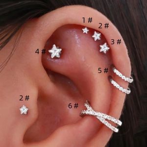 Helix Piercing Star ต่างหูผู้หญิง 1 PC แนวโน้ม 2023 Zircon Lobe Rook Piercing Tragus Daith กระดูกอ่อนหูเครื่องประดับอุปกรณ์เสริม