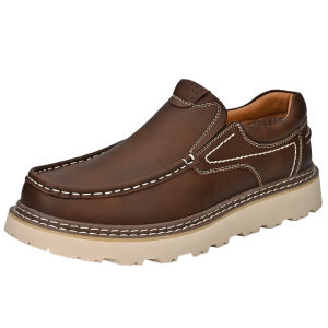 NUDANLAI | Slip-on Men Leather Shoe Retro Work Boot Low-cut Casual Soft Bottom Large Size