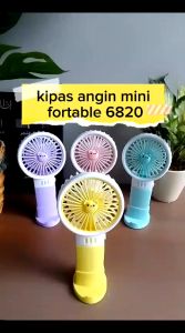 Kipas Angin 6820 Mini Fan Genggam Tangan Portable Stand Holder Hp Dudukan Hp