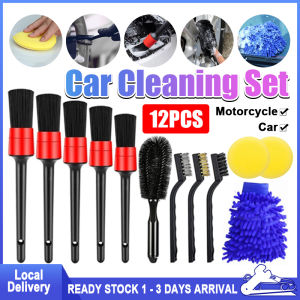 12pcs Car Detailing Brush Kit Wire bristles Wheel Rims Clean Brush Set Sponge Accessories Parts Wash gloves Clean Tool Dirt Dust Clean Brush Car Motorcycle Air Vents for Cleaning Wheels Interior Exterior Detailing Car Cleaning Suppies kit