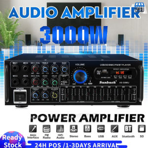 【Shipped From Penang】Sunbuck 3000W Wireless Stereo Audio Power Amplifier 12V/220V Home Stereo Audio Amplifier Bluetooth 2CH EQ With Remote Control Controller USB SD Card FM Radio For Android IOS Table Laptop Smart Device 336BU
