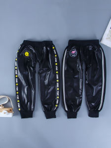 Waterproof Fleece Lined Childrens Leather Pants Anti-urine Wet Winter Autumn Casual Baby Clothes 12 Months Old Infants