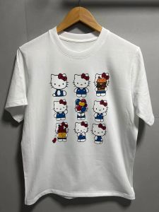 Bandai | 2026 New Hello Kitty Angel Printed T-shirt Adult and Children Cartoon Large T-shirt Casual Short Sleeve T-shirt Summer Top