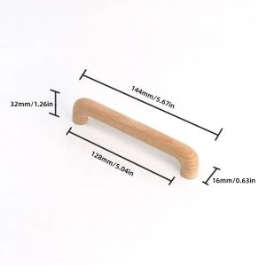 Beech Wood Handles Kitchen Cabinet Handle Drawer Solid Wood Furniture Wooden Door Drawer Knobs Cupboard Handles for Furniture