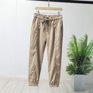 Casual Loose Fit Mens Spring Summer Elastic Waist Cardura Fabric Pants Cuffed Straight Leg Fashion Urban Style Daily Wear