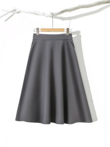 High Waist A-Line Midi Skirt Womens Autumn Winter New Style Pear Shape Body Slimming Hip Covering Gored Skirt Umbrella Skirt