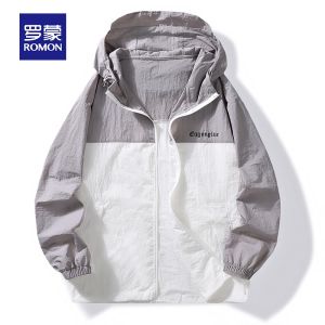 ROMON | Romon Mens Ice Silk Ultra-Thin Fishing Adventure Travel Outerwear Windbreaker Jacket Summer Cool Urban Fashion Loose Fit