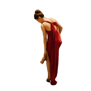 ชุดราตรีผ้าซาตินสีแดงสำหรับเจ้าสาว ชุดแต่งงานแบบเข้ารูปไหล่เดียว เดรสยาวปานกลาง ชุดราตรีสุดหรูสำหรับงานปาร์ตี้