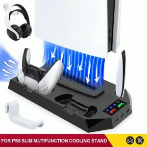 for PS5 Slim Disc Digital Edition 3 Mode Cooling Fan for PS5 Vertical Stand 2 Controller Charging Dock
