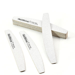 5Pcs Grey Crescent Wooden Nail File Reusable Eco-Friendly Manicure Tool Portable for Travel 100/180/240 Buffing Sanding Files