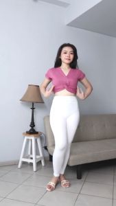 PROMO 5.5 Crop Top Twist V Neck - Atasan Wanita 6043