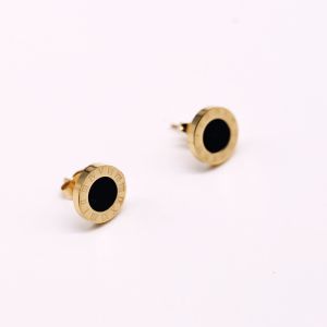 Rose Gold Plated Titanium Steel Roman Numeral Circle Earrings New Year Collection Fashionable Minimalist Versatile Ear Jewelry