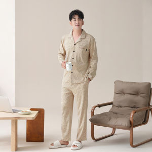 MiiOW | Pure Cotton Sleepwear Mens Long Sleeve Soft Skin-friendly Home Clothes Set Catman Casual Comfortable Lightweight Winter Home Clothes