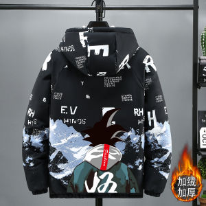 Thickened Fleece Autumn Winter Jacket for Teenage Boys Casual Stylish Cotton Coat Long Sleeve Breathable Zipper Closure Coat