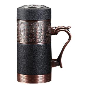 High-End Purple Clay Thermal Cup Fathers Day Gift Retirement Memorabilia Print LOGO Tea Cup Chinese Style Handle for Parents