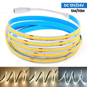 5M 10M COB LED Strip Lights 12V 24V 320LEDs/M High Density Linear Light Flexible LED Tape for Room Decoration 3000K 4000K 6000K