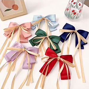 Kẹp tóc nơ nữ đính ruy băng dài xinh xắn PK121