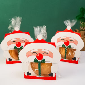 8Pcs Christmas Santa Claus Cookie Bag Candy Box Folding Nougat Gift Packaging Box Xmas New Year Party Decoration Kids Favors