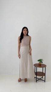 BAGGU Xena Basic Linen Skirt: Rok Linen Basic & Rok Korean Style