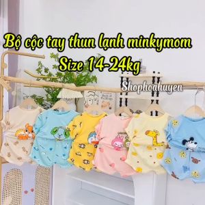 Bộ quần áo ngắn tay cho bé trai bé gái vải thun lạnh Minky Mom Họa tiết siêu cưng mềm mịn mát bé 13-24kg