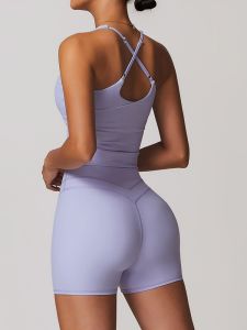 เสื้อกล้ามโยคะแขนกุดสำหรับผู้หญิง กระโปรงสั้นเอวสูง ชุดออกกำลังกาย ชุดโยคะ ชุดกีฬาเซ็กซี่ แห้งเร็ว ชุดโยคะสำหรับผู้หญิง