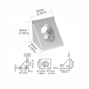 4pcs 90 Degree Angle Corner Connector 2020 Aluminum block for V-Slot/C-Beam Aluminum Extrusions Profile 3D printer parts
