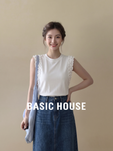 Basic House | French White Lace Sleeveless T-shirt